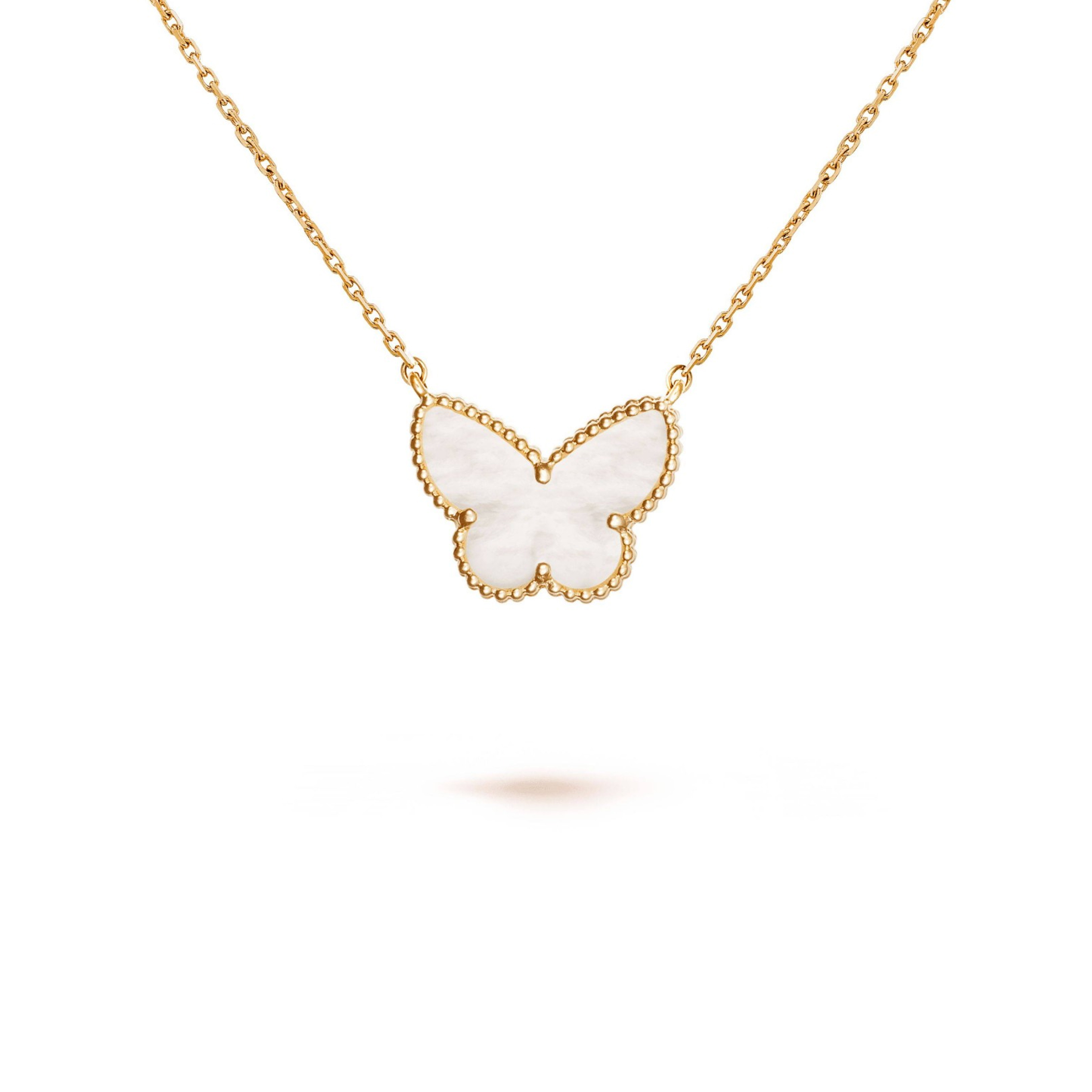 VAN CLEEF  ARPELS LUCKY ALHAMBRA BUTTERFLY PENDANT - YELLOW GOLD, MOTHER-OF-PEARL VCARD99500